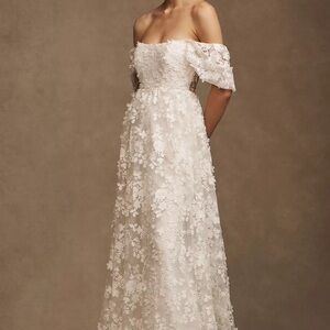 Willowby by Watters Lilia Puff-Sleeve Lace Empire Wedding Gown